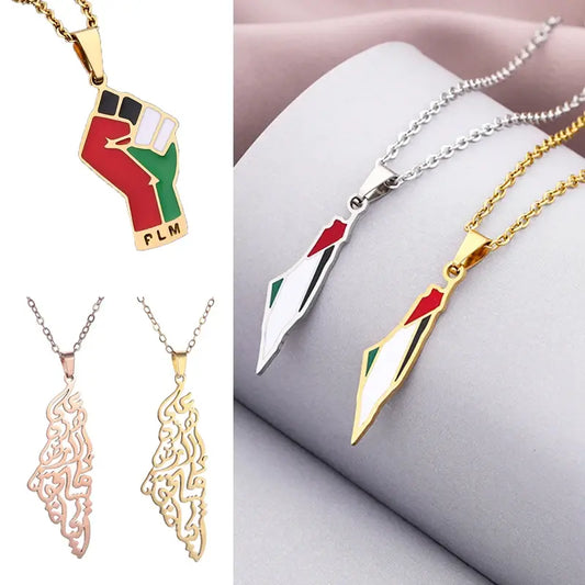 Stainless Steel Palestine Pendant Chain Necklaces